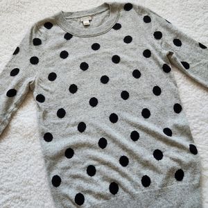 J. Crew Merino Wool Polka Dot Sweater Heather Gray Sz S